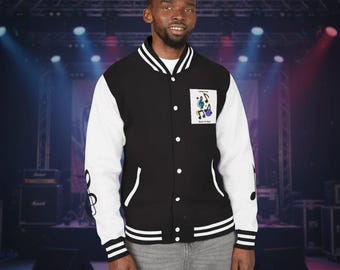 Music Varsity Jacket, Unisex Letterman in 80% Cotton Blend