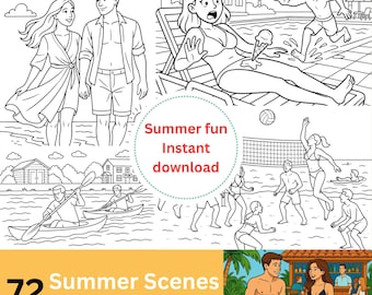Summer Coloring Pages – Instant PDF Download - 72 Scenes