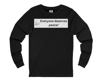 Long Sleeve Tee With Peace Dove Graphic, 100% Airlume Combed Cotton
