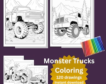 Monster Truck Coloring Pages: 120 Printable Sheets Kids Activity Book PDF Download
