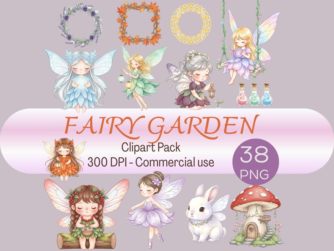 Whimsical Fairy Garden Clipart Bundle, Watercolor Forest Magical ...