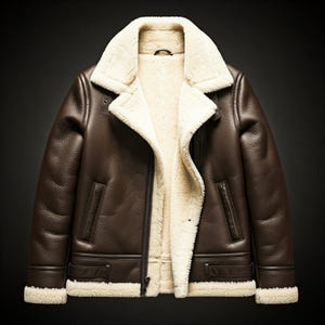Men&#39;s RAF Shearling Aviator Jacket: Genuine Sheepskin Leather Bomber