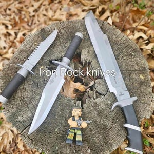 Lot of 3 | Handmade Jack Crain LLS Hunter & Predator Bowie Knife Arnold Schwarzenegger movie Knife Built Like Original | Gift for him image 4