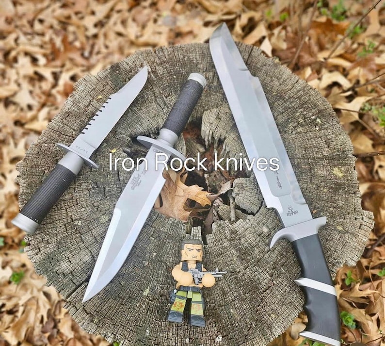 Lot of 3 | Handmade Jack Crain LLS Hunter & Predator Bowie Knife Arnold Schwarzenegger movie Knife Built Like Original | Gift for him image 4