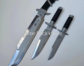 Lot of 3 | Handmade Jack Crain LLS Hunter & Predator Bowie Knife Arnold Schwarzenegger movie Knife Built Like Original | Gift for him
