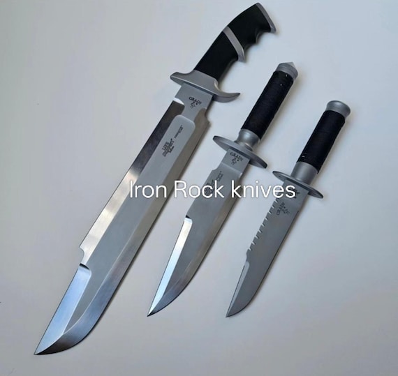 Lot of 3 | Handmade Jack Crain LLS Hunter & Predator Bowie Knife Arnold Schwarzenegger movie Knife Built Like Original | Gift for him