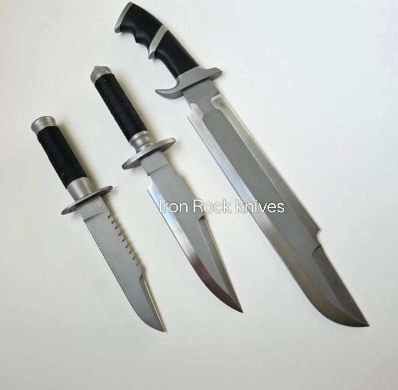 Lot of 3 | Handmade Jack Crain LLS Hunter & Predator Bowie Knife Arnold Schwarzenegger movie Knife Built Like Original | Gift for him image 2