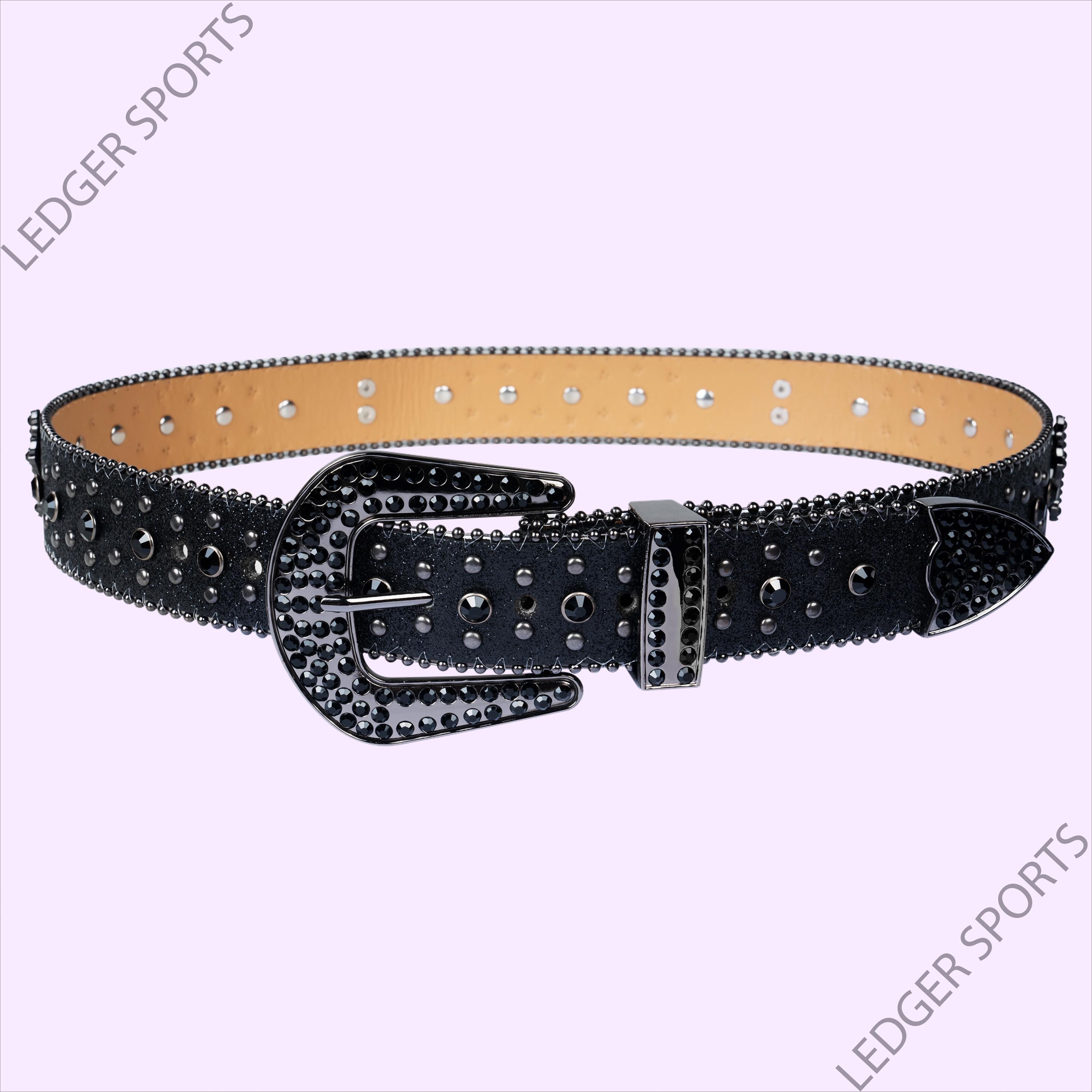Vintage Wide Waist Statement Belt 3 In Croc Calf Hair Rhinestone M Via Fiorelle Women main image 4