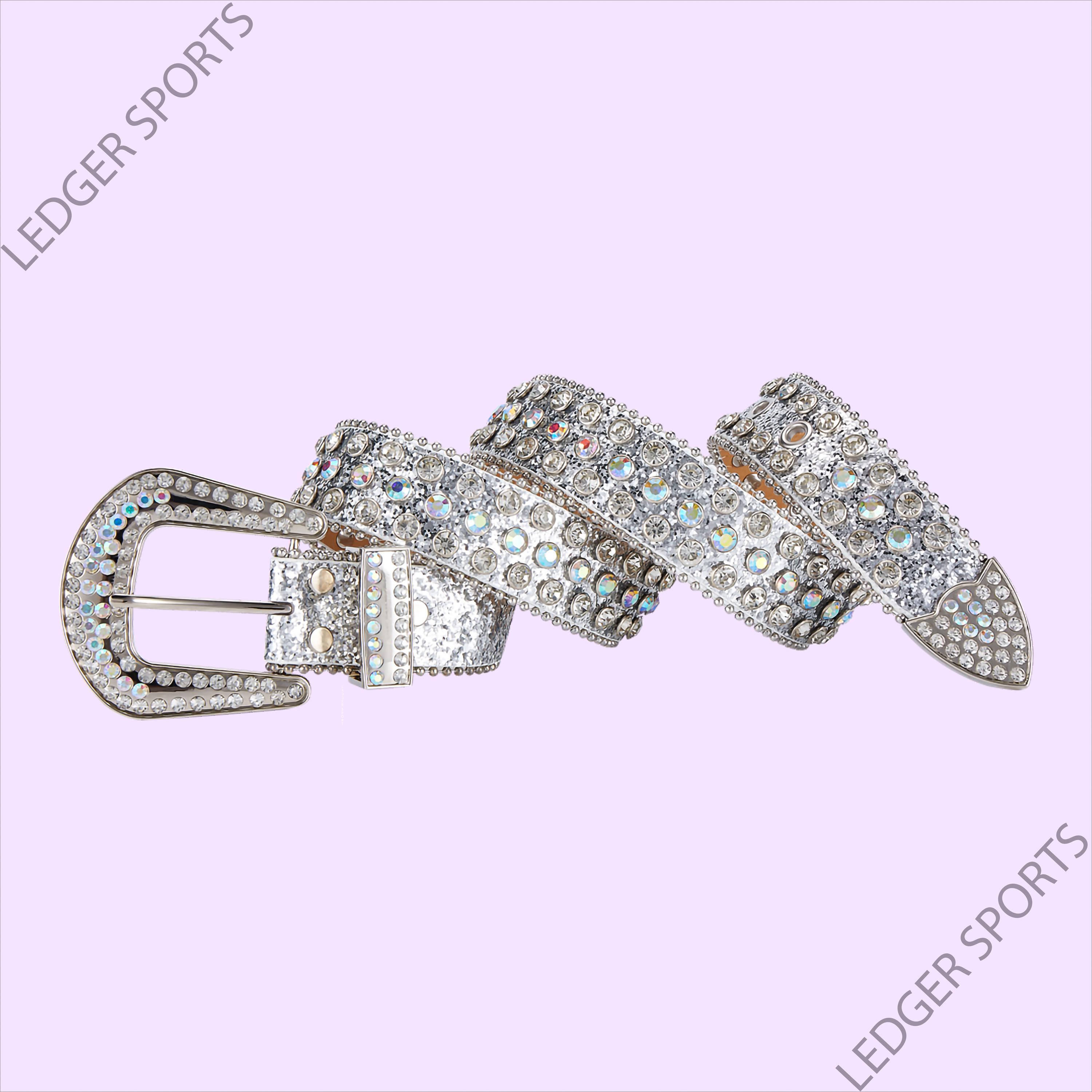 Belt Adjustable Sparkly White Faux Diamond Rhinestones and Gold Woman Girl E23 White Rhinestone Bling Buckle Belt | Hot Topic main image 4