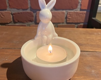 Portavelas para velas pequeñas, conejo, regalo de Pascua