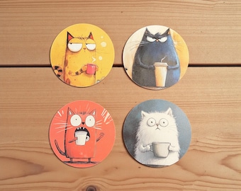 Untersetzer Holz Katzen