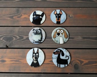 Untersetzer Holz Hunde