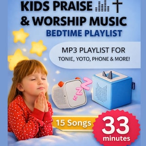 Christelijke kinderliedjes voor het slapengaan: afspeellijst met aanbiddingsmuziek voor Tonie/Yoto (mp3-download)