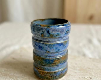 Handmade Blue Ceramic Vase – Wheel Thrown Stoneware Vessel – Modern Rustic Pottery