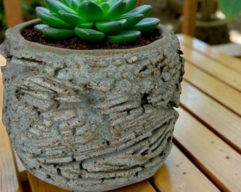 Vaso rustico in gres fatto a mano: piccolo vaso in ceramica testurizzata