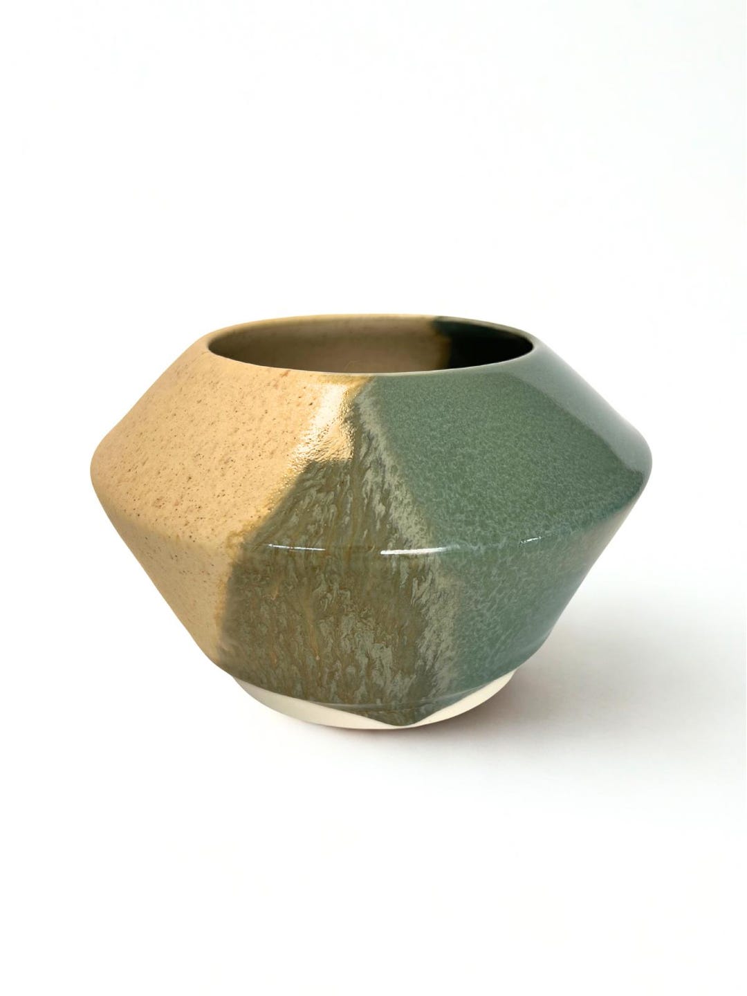 Handmade Geometric Ceramic Planter – Stoneware Pot With Custom Glaze ...