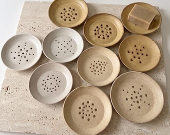 Handmade Stoneware Soap Dish, Wheel Thrown Pottery, Minimalist Bathroom Decor