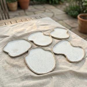 Platos de cerámica artesanal con diseño de nubes – Platos llanos de cerámica orgánica, vajilla moderna Wabi Sabi