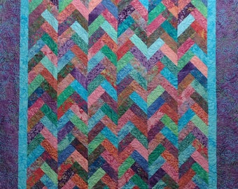 Batik French Braid Lap Quilt -- Free Shippin