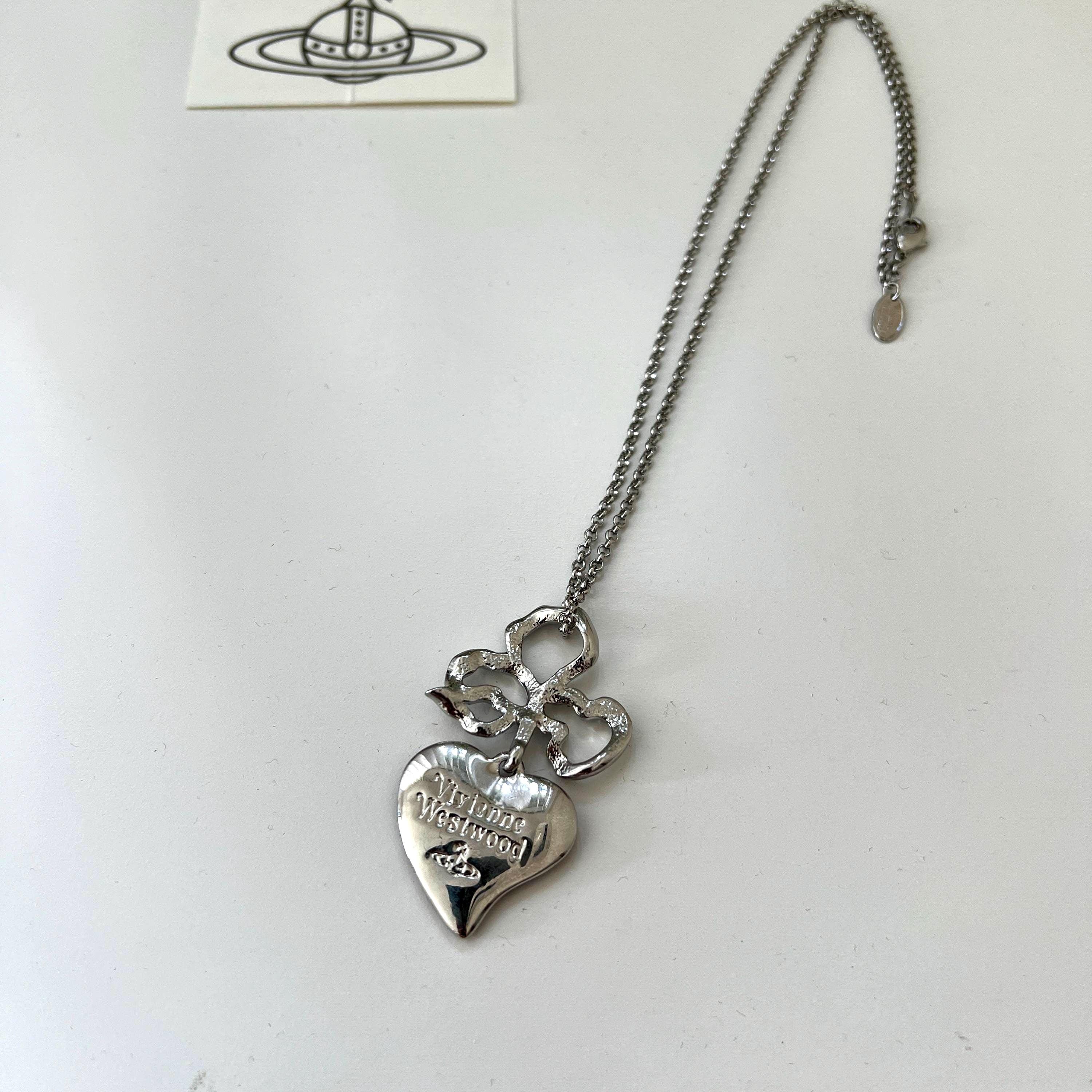 Vivienne Westwood Silver Necklace, Red Heart Orb Pendant