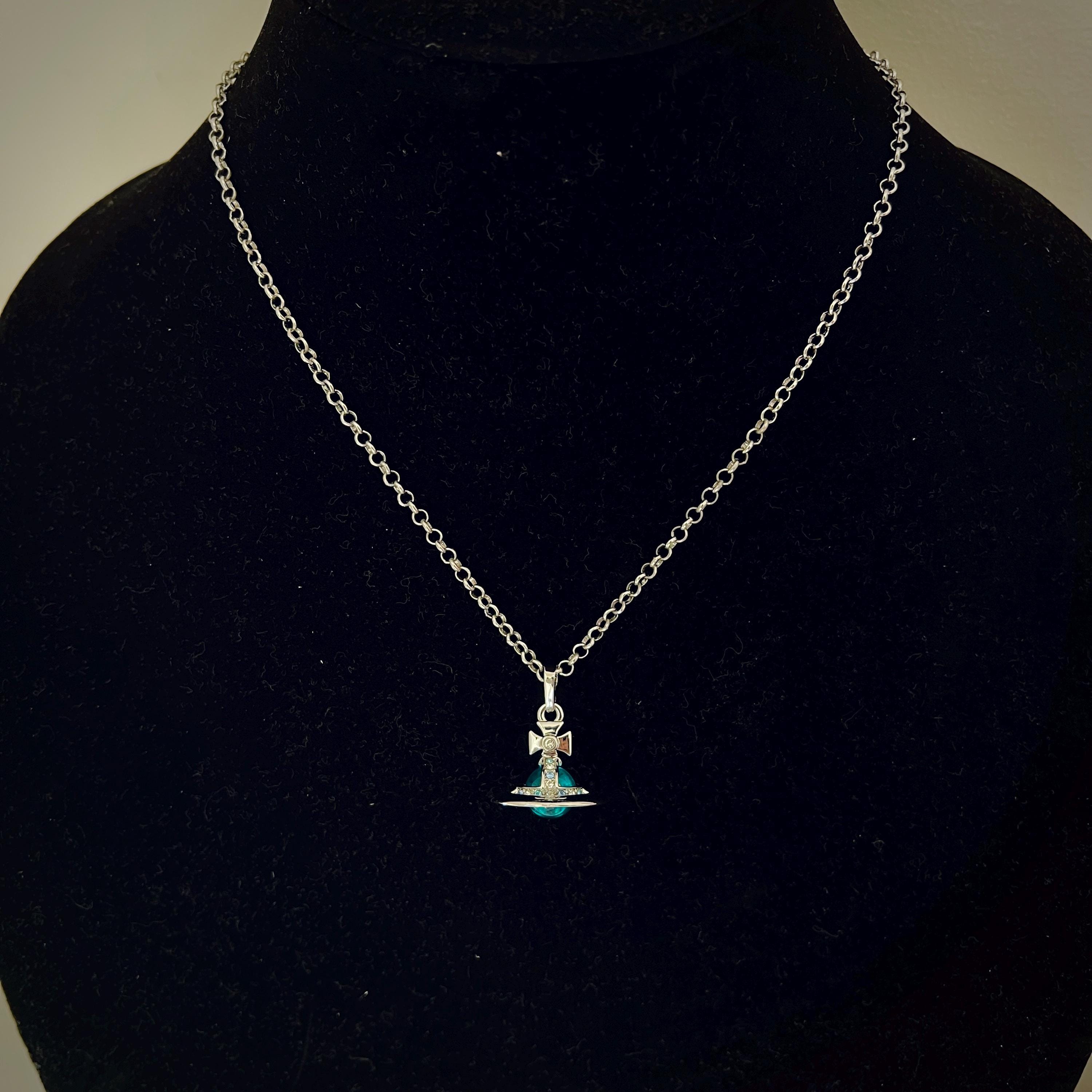 Vivienne Westwood Tiny Blue Orb Pendant Necklace - Etsy