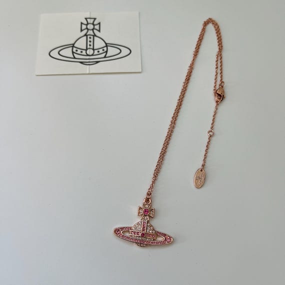 Vivienne Westwood Gold Necklace, Pink Saturn Orb Pendant - Etsy