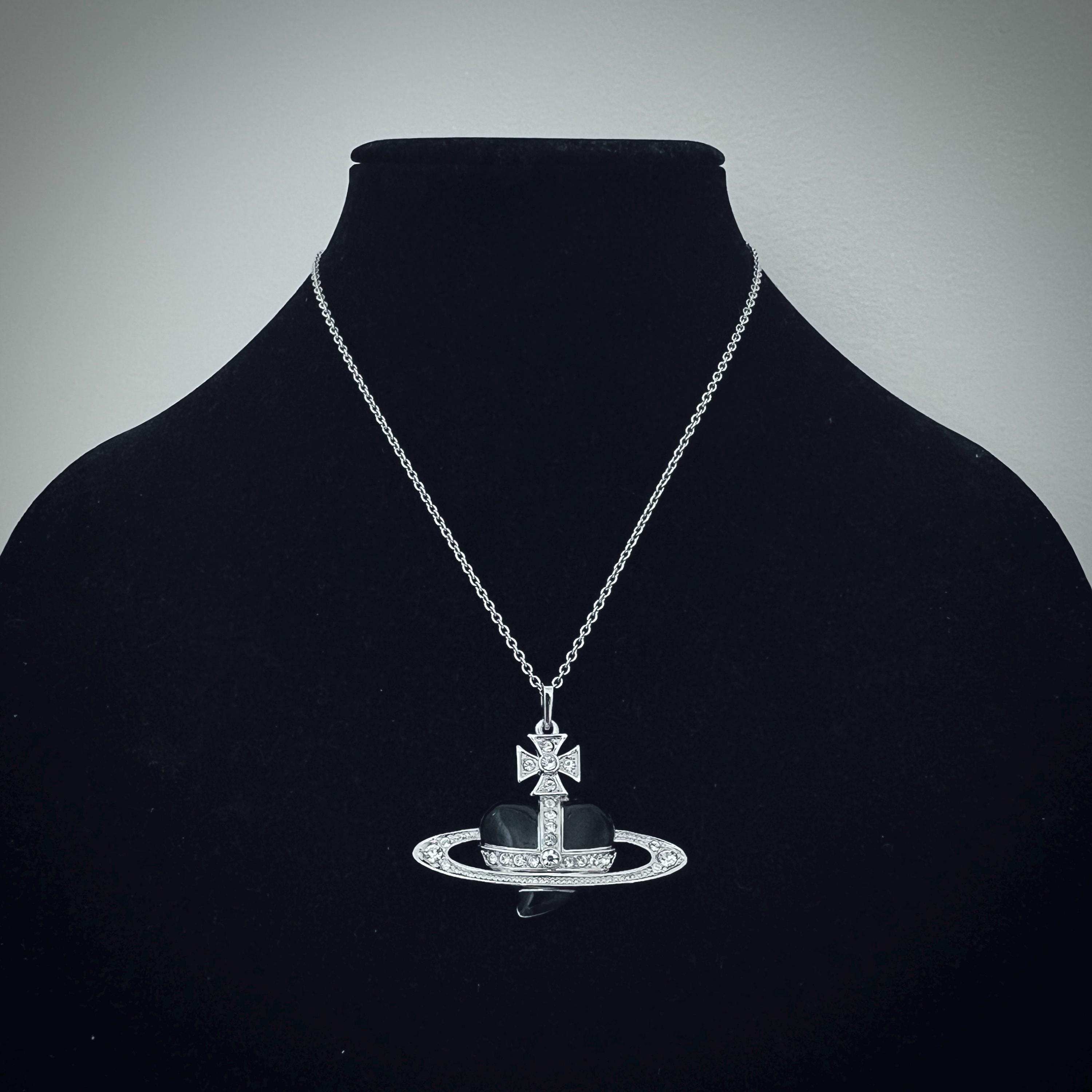 Vivienne Westwood Silver Necklace, Black Heart Orb Pendant - Etsy