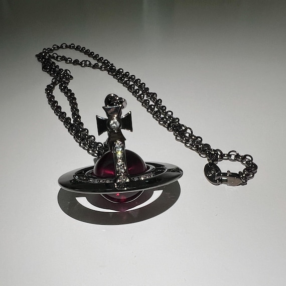 Vivienne Westwood Orb Necklace, Burgundy Red Gemstones Pendant - Etsy