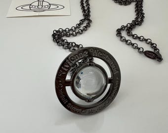 Vivienne Westwood Orb Necklace, Clear Gemstones Gunmetal Pendant