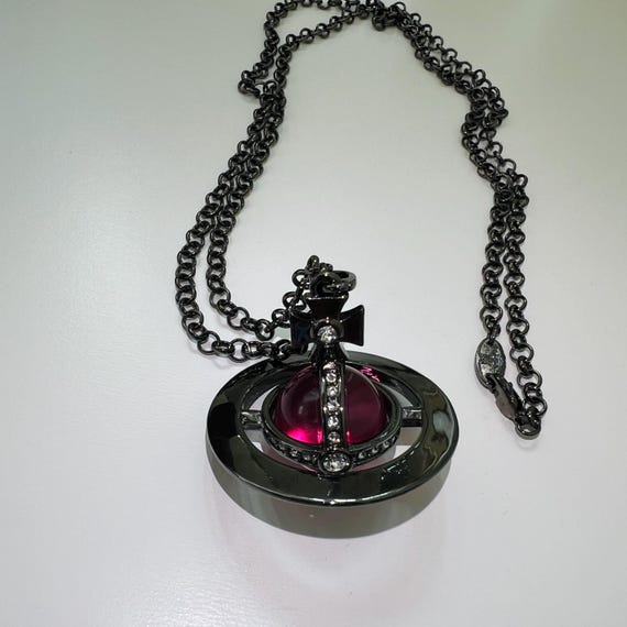 Vivienne Westwood Orb Necklace, Burgundy Red Gemstones Pendant - Etsy