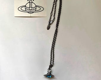 Vivienne Westwood tiny blue orb pendant necklace