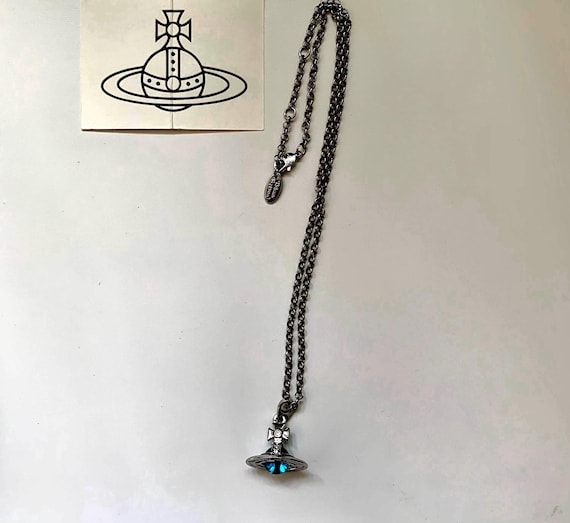 Vivienne Westwood Tiny Blue Orb Pendant Necklace - Etsy Vivienne Westwood Tiny Blue Orb Pendant Necklace - Etsy