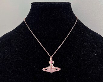 Vivienne Westwood Gold Necklace, Pink Saturn Orb Pendant - Etsy