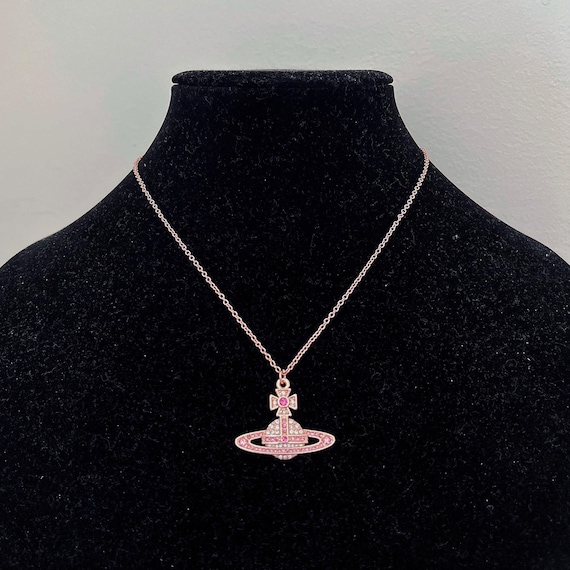 Vivienne Westwood Gold Necklace, Pink Saturn Orb Pendant - Etsy