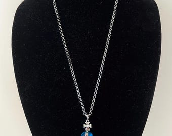 Vivienne Westwood Silver Necklace, Blue Orb With Gemstones Pendant