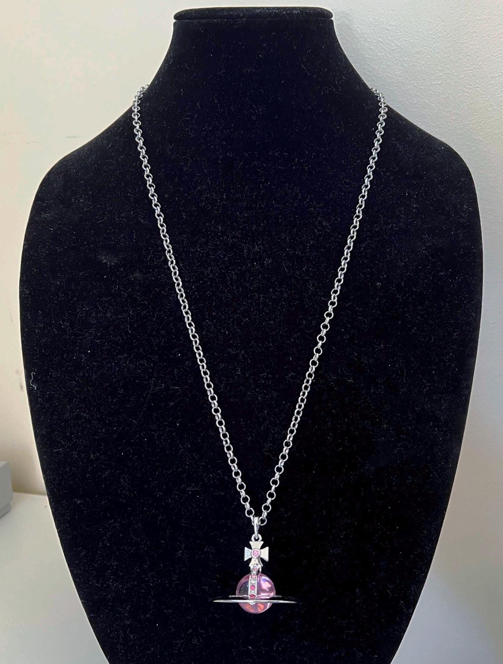 Vivienne Westwood Pink Orb Silver Necklace - Small - Etsy