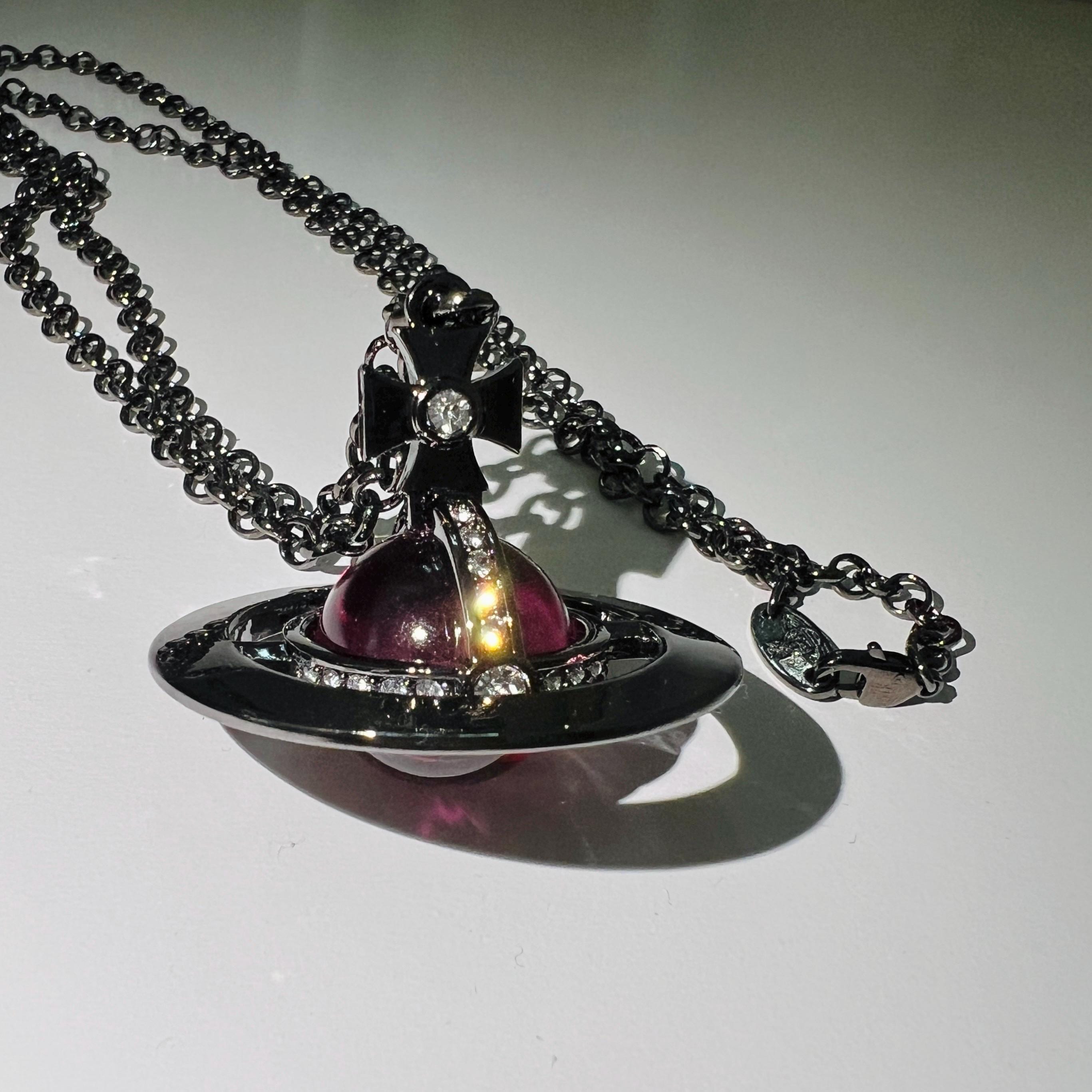 Vivienne Westwood Orb Necklace, Burgundy Red Gemstones Pendant - Etsy