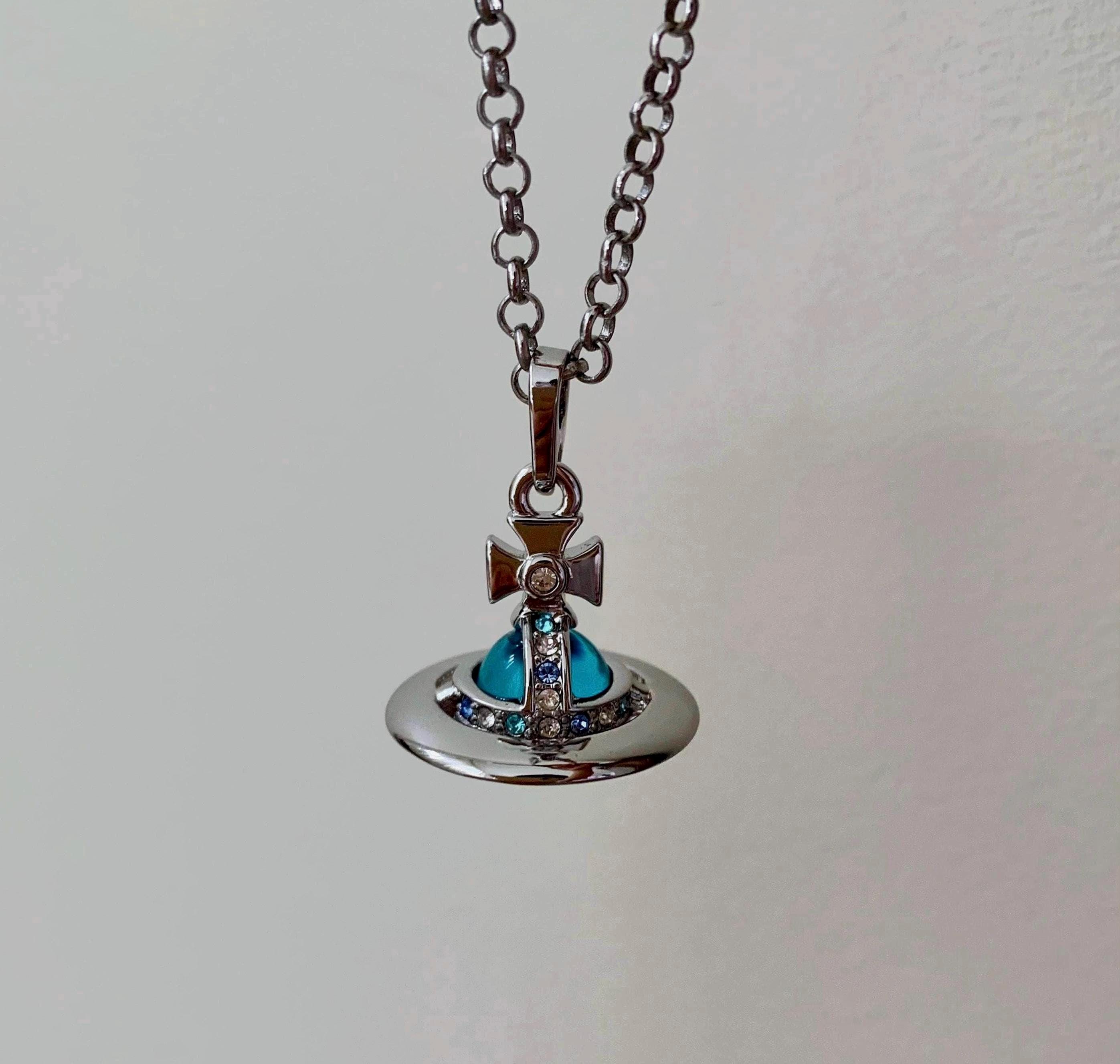 Vivienne Westwood Tiny Blue Orb Pendant Necklace - Etsy
