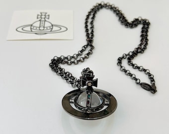 Vivienne Westwood Orb Necklace, Clear Gemstones Gunmetal Pendant
