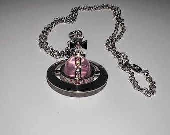 Vivienne Westwood pink orb silver necklace - small