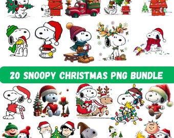 Snoopy Christmas PNG Bundle: Holiday Cartoon Dog Clipart (Digital Download)