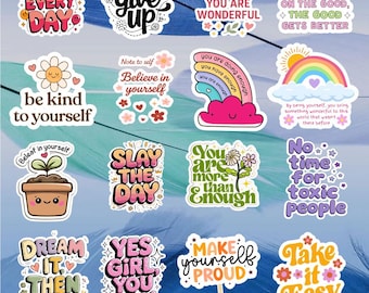 Selfcare Sticker Zitate | Zeitschriften Dekorationen | Klar Laptop Aufkleber | Positive Zitate | Planner Sticker