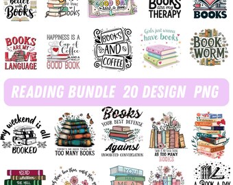 Book Quotes PNG Bundle, Floral Bookish Clipart (Digital Download)