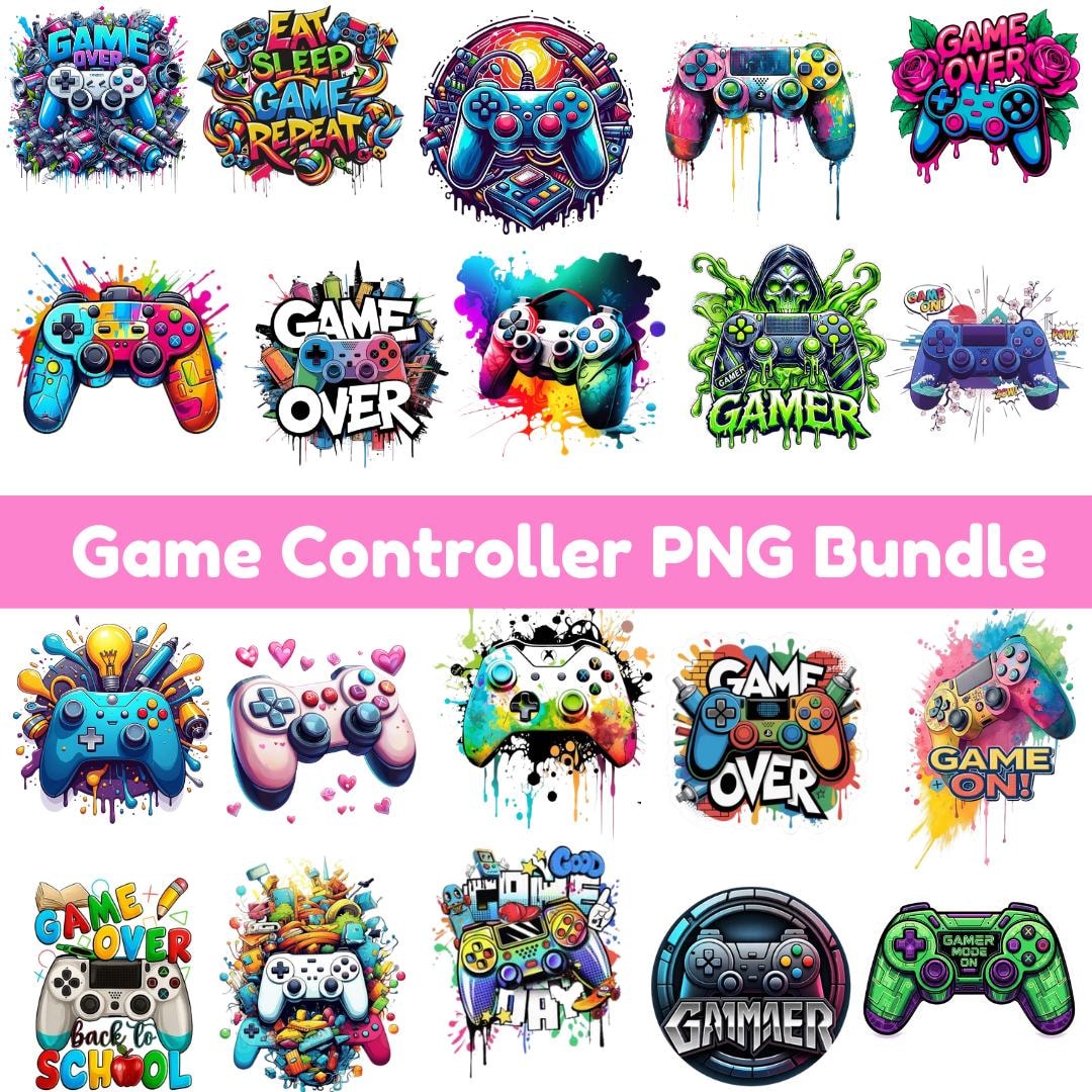 Game Controller Clipart Bundle, Gaming PNG Graphics (digital Download ...