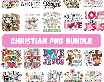 Christian PNG Bundle, Bible Verse, Jesus Sublimation Designs (Digital Download)