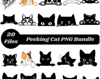 Spähende Katze Clipart Bundle: Lustige Kitty PNG (Digital Download)