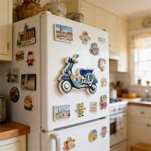 Hand Painted Italy Motorcycle Fridge Magnet, Travel City Souvenir, Refrigerator Decor