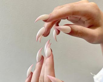 White base with pink tips,cat paw nail art,nail art stickers,gifts for wives,gifts for mothers.