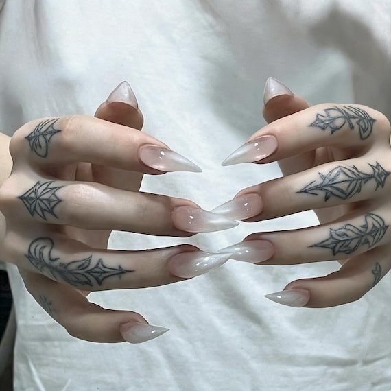 3D Cat Paw Press On Nails,Cute Cat Eye Luxury Fake Nails,Cyberpunk Goth Aesthetic False Nails,Custom Handmade Glue on Nails