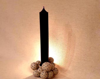 Kerzenständer "Dots" in Schwarz und Cremetönen |handgemacht | versandkostenfrei